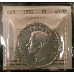 1951 Arnprior $1 ICCS AU-55, brilliant