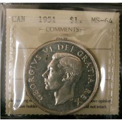 1951 S.W.L. $1 ICCS MS-64, brilliant and lust