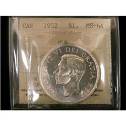 1952 $1 NWL ICCS MS64, a very nice example fu