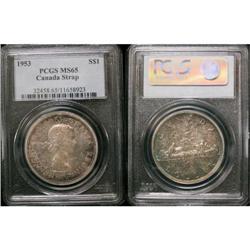 1953 SF $1 PCGS MS-65  Lightly toned with ful