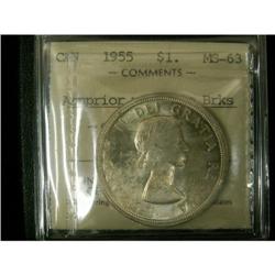 1955 Arnprior with Die Breaks $1 ICCS MS-63,