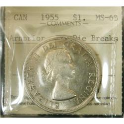 1955 Anrprior with Die Break $1 ICCS MS-63  T