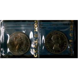 1957 water lines and 1958 $1, both CCCS grade