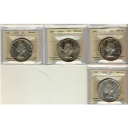 1958 $1 ICCS MS-64, lot of 4 pieces