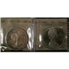 Lot of 2 ICCS MS-64 Silver dollars, includes