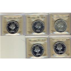 1962(2) and 1963(3) $1.  Lot of 5 coins all I