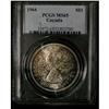 1964 $1 PCGS MS-65. Nicely toned. The coin is