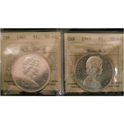 1965 $1 Type V ICCS MS62.  Lot of 2 coins bot