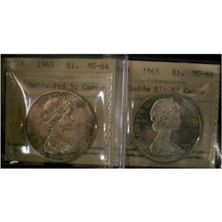 1965 SmBds Blt and Ptd 5.  Lot of 2 coins bot