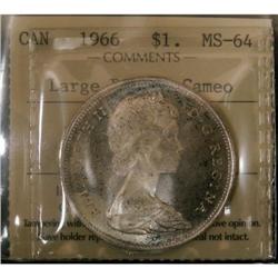1966 Large beads $1 ICCS MS-64 CAMEO. The coi
