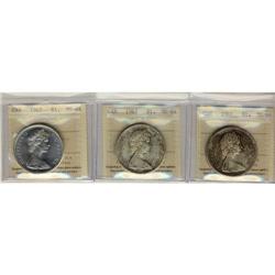 1967 $1 ICCS MS-64, lot of 3 pieces