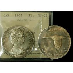 1967 $1 ICCS MS-65, light gold and russet ton