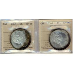 1967 $1 ICCS SP-66 CAMEO, lot of 2 coins