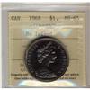 1968 $1 No Island ICCS MS65. A gem nickel exa
