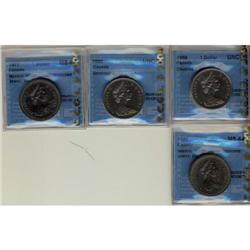 Lot of four CCCS graded Nickel dollars; 1968