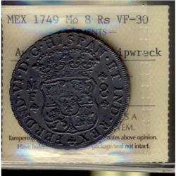 Mexico Silver 8 Reales KM#104.1  1749Mo Ferdi