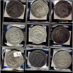 Mexico Silver 8 Reales (Mo). Lot of 9 coins a
