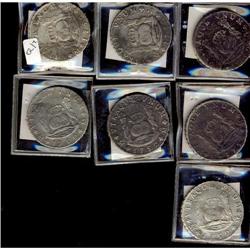 Mexico Silver 8 Reales (Mo). Lot of 7 coins i
