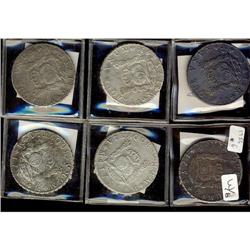 Mexico Silver 8 Reales (Mo). Lot of 6 coins a