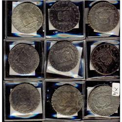 Mexico Silver 8 Reales (Mo). Lot of 9 coins,