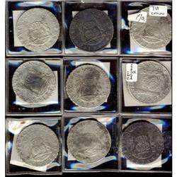 Mexico Silver 8 Reales (Mo). Lot of 9 coins,