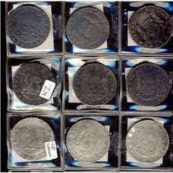 Mexico Silver 8 Reales (Mo). Lot of 9 coins,