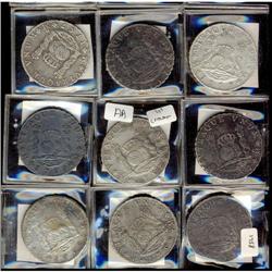 Mexico Silver 8 Reales (Mo). Lot of 9 coins,
