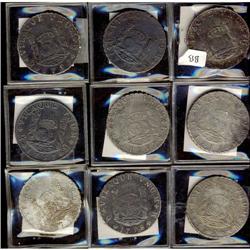 Mexico Silver 8 Reales (Mo). Lot of 9 coins,