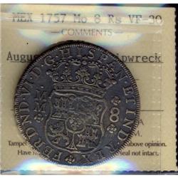 Mexico Silver 8 Reales KM#104.2  1757/6Mo Fer