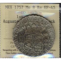 Mexico Silver 8 Reales KM#104.2 1757Mo 1st Cr