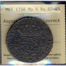 Mexico Silver 8 Reales KM#104.2 1758Mo Ferdin