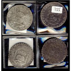 Peru Silver 8 Reales KM#55,1.  Lot of 4 coins