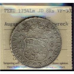 Peru Silver 8 Reales KM#55.1 1754LM JD Ferdin