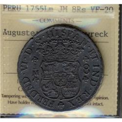 Peru Silver 8 Reales KM#55.1 1755LM JD Ferdin