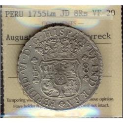 Peru Silver 8 Reales KM#55.1 1755LM LM Ferdin