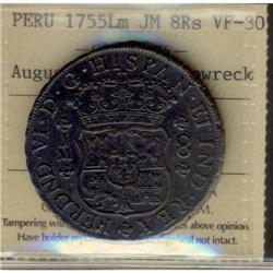 Peru Silver 8 Reales KM#55.1 1755LM LM Ferdin