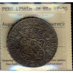 Peru Silver 8 Reales KM#55.1 1756LM JMFerdina