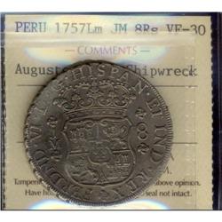 Peru Silver 8 Reales KM#55.1 1757LM JMFerdina