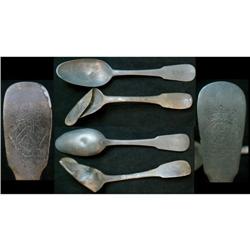 Silver spoons (2), one in surprisingly good c