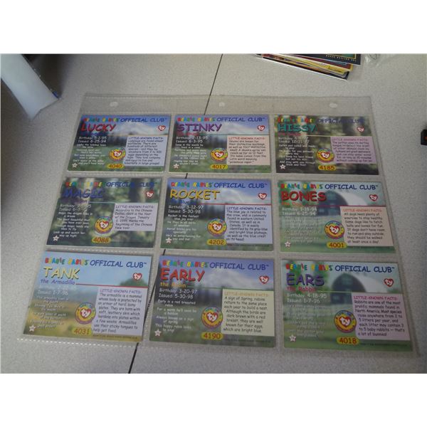 Official Beanie Babies Club collector cards