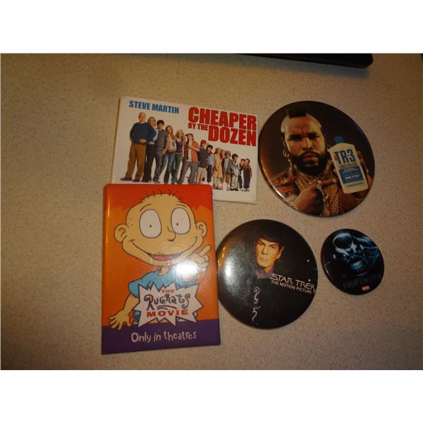 5 Tv Movie Themed Buttons