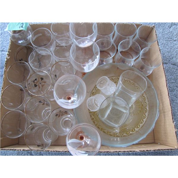 box of assorted wine glasses