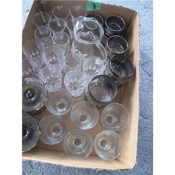 box of assorted glasses