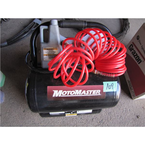 as is- Motormaster air compressor- used twice and worked fine but last time plugged it in and just h