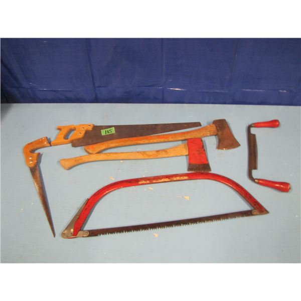 lot of axes saws e t c