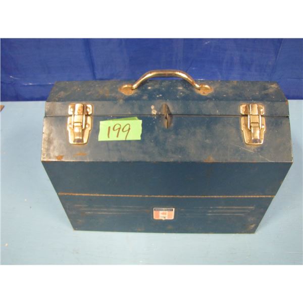 blue tool box and contents