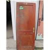 Image 1 : slab door has a bit of rot on one Edge, with key from the Sylvan Court hotel Wasagaming Manitoba, Ri