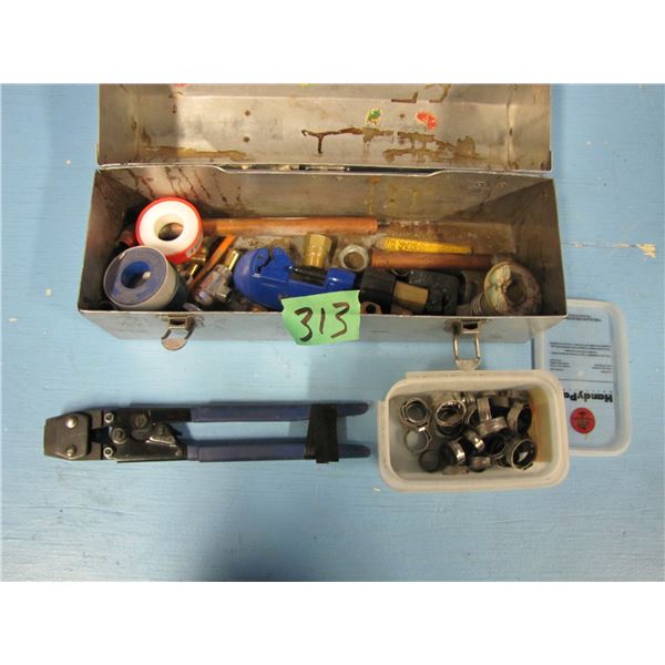 Plumbing crimper, crimps, assorted Plumbing items