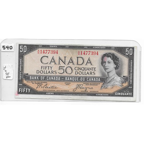 Canadian 50 Dollar Bill Devil's Face 1954 Beattie / Coyne