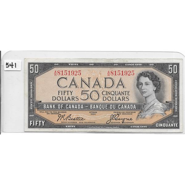 Canadian 50 dollar bill 1954 Beattie/Coyne